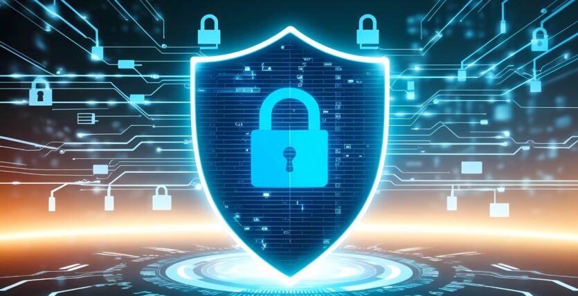 Free ai generated cybersecurity digital shield illustration