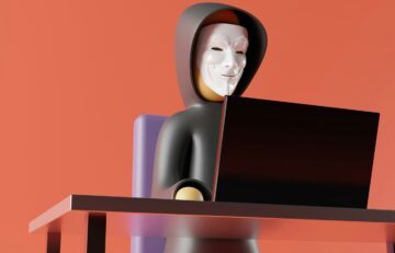 hacker typing on a laptop lego style